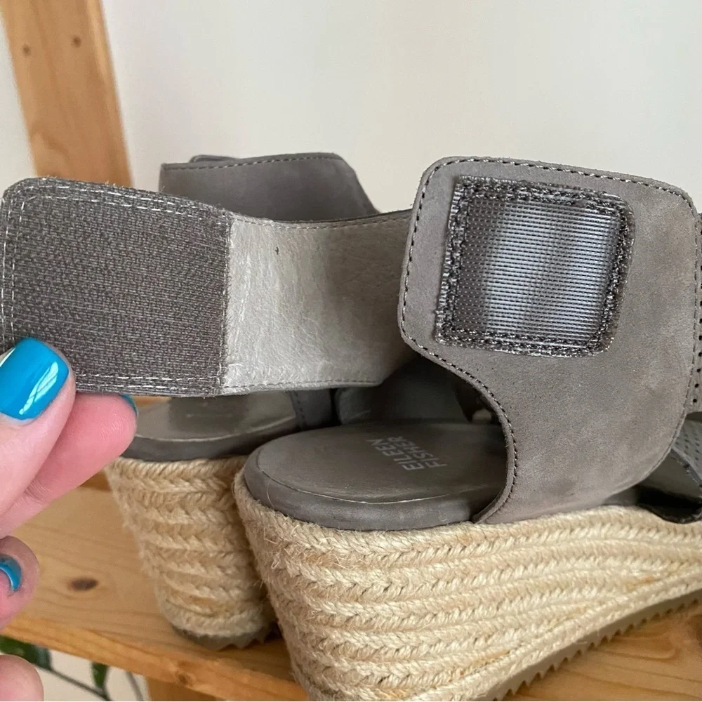 Eileen Fisher Gray Espadrille Willow Wedge 2 Graphite Nubuck Sandals 9 - Picture 15 of 16
